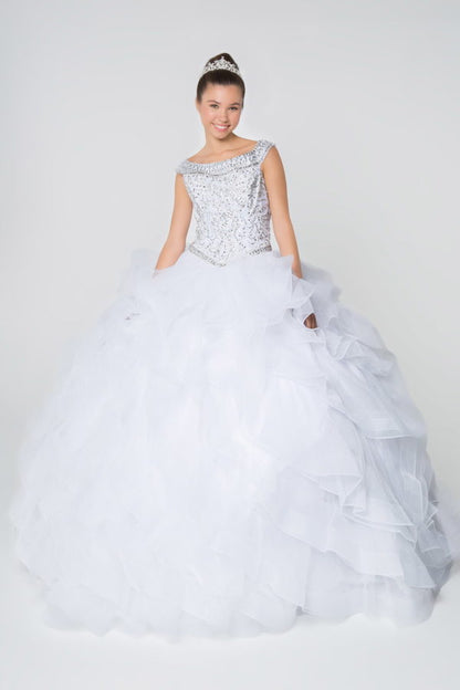 Jewel Embellished Bodice Tulle Quinceanera Dress