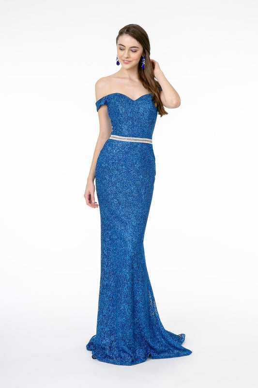 Sleeveless V-Neck Glitter Netting Mermaid Long Dress