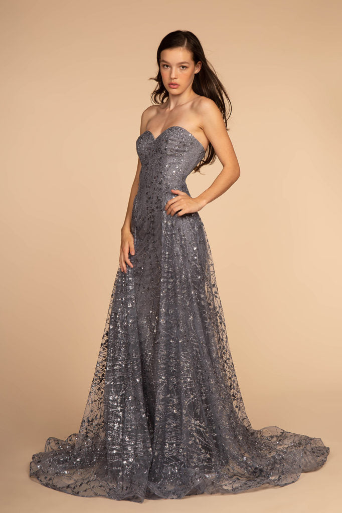 Shimmering Sweetheart Neck A-line Dress by Elizabeth K