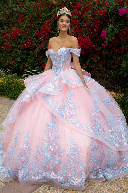 Embellished Detachable Back Bow Dress With Matching Ruffle Zipper Overdress