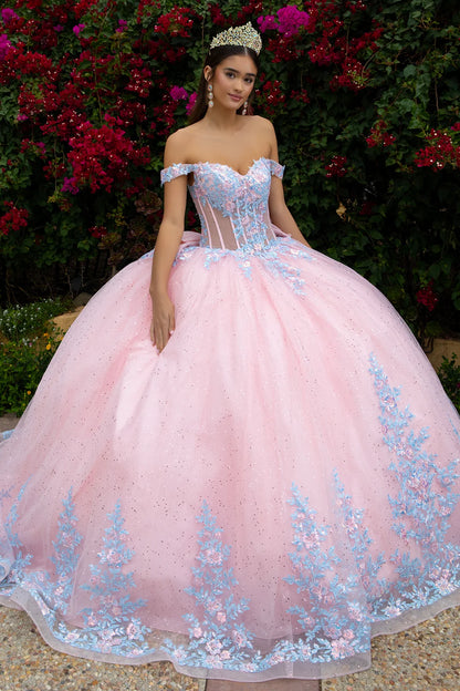 Embellished Detachable Back Bow Dress With Matching Ruffle Zipper Overdress