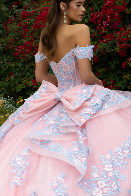 Embellished Detachable Back Bow Dress With Matching Ruffle Zipper Overdress