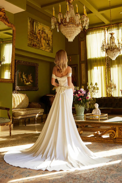 Form-Fitting Wedding Dress  A Sweetheart Neckline, Off-Shoulder