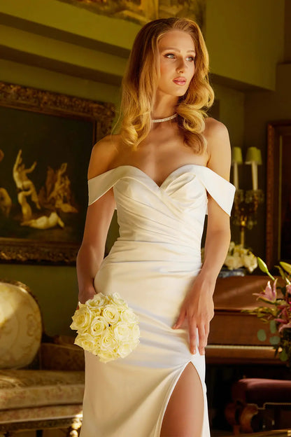 Form-Fitting Wedding Dress  A Sweetheart Neckline, Off-Shoulder
