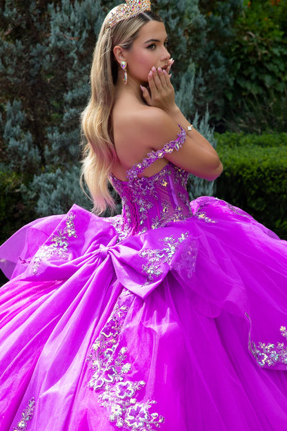Embellished Strap Corset Ruffle Layer Train Dress With Detachable Back Bow