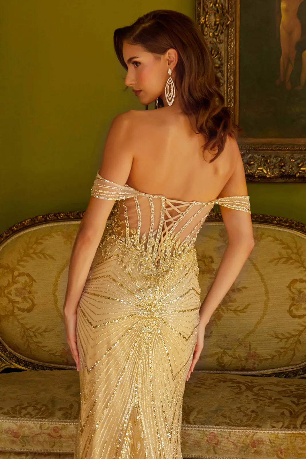 Beaded Sweetheart Neckline Sparkle Fitted Dress W Sheer Side And Back