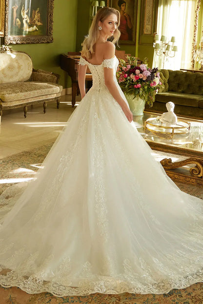 A-Line Silhouette, Sweetheart Neckline, Off-Shoulder, Embroidery Beads And Sequins