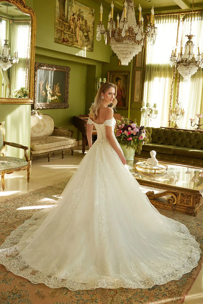 A-Line Silhouette, Sweetheart Neckline, Off-Shoulder, Embroidery Beads And Sequins