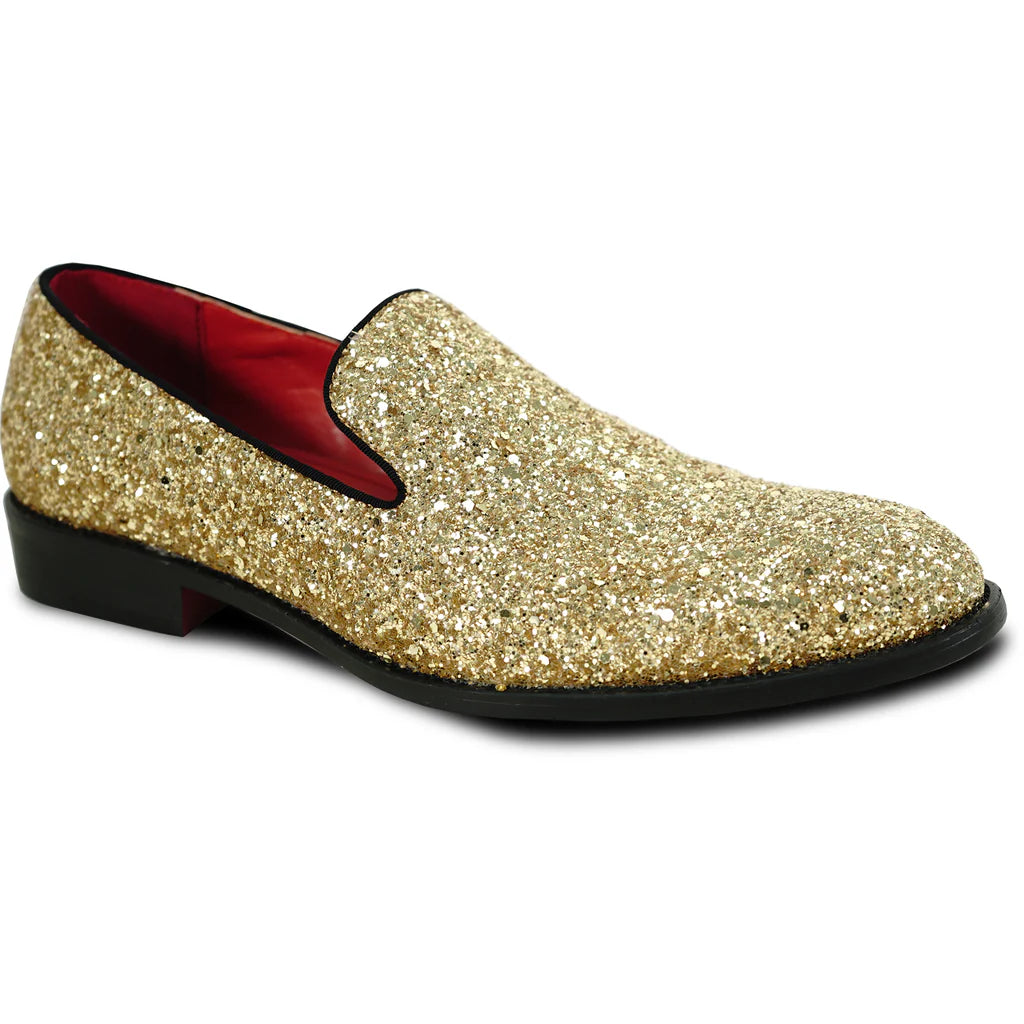 BRAVO Men Dress Shoe PROM-8 Loafer Shoe for Prom & Wedding Gold 10.5 / Gold