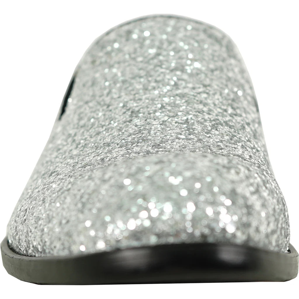 silver dress shoes for men BRAVO Men Dress Shoe PROM-8 Loafer Shoe for Prom & Wedding Silver 8 / Silver