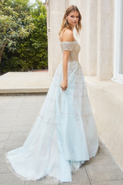 Off The Shoulder Modern Beaded Ball Gown