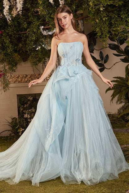 Strapless Layered Tulle Ballgown