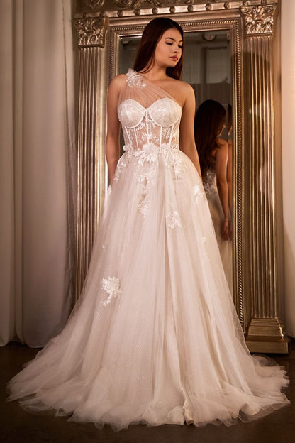 One Shoulder A-Line Bridal Gown Tux-USA One Shoulder A-Line Bridal Gown Tux-USA