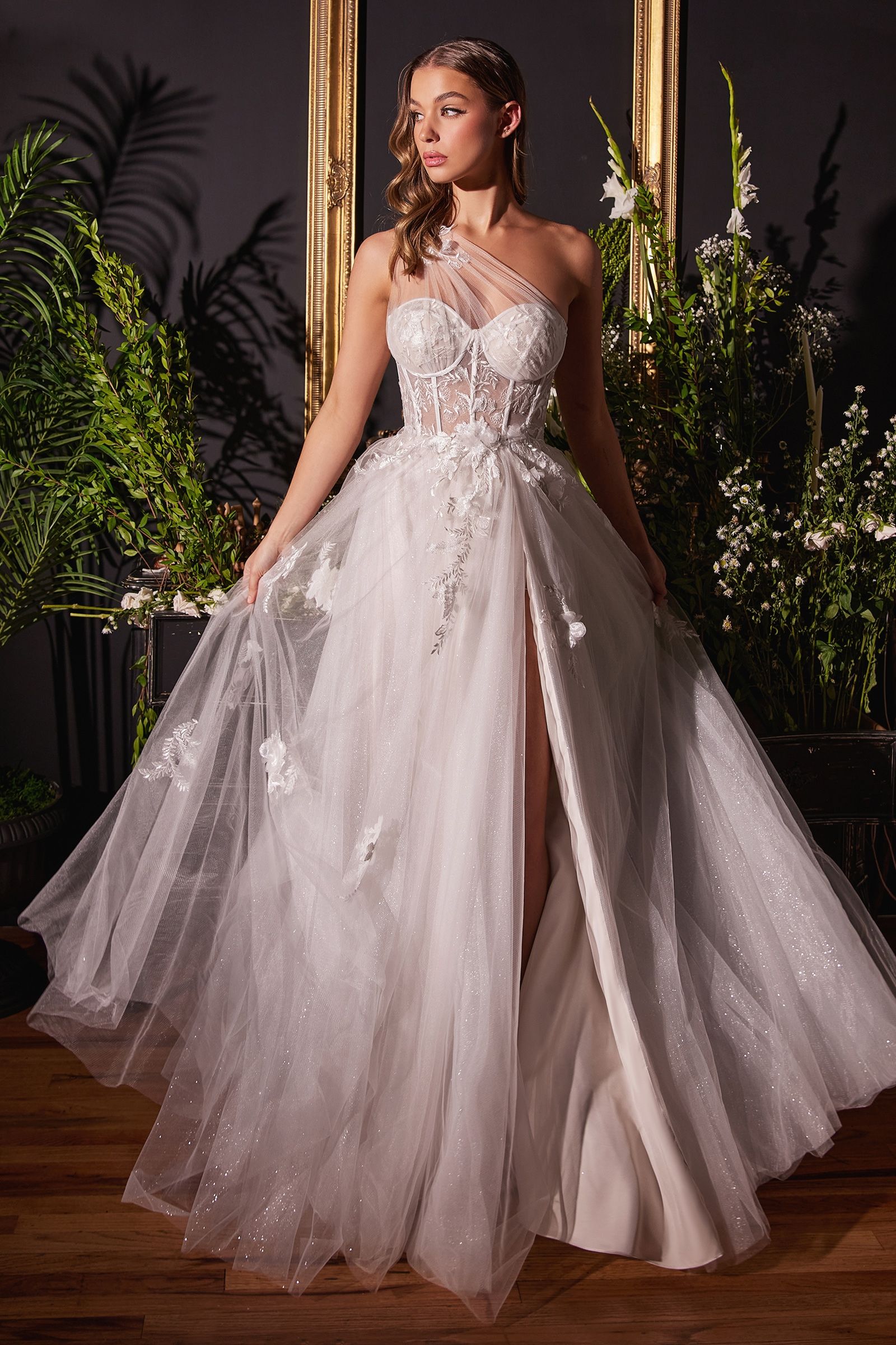 One Shoulder A-Line Bridal Gown 6 / Off White One Shoulder A-Line Bridal Gown 6 / Off White
