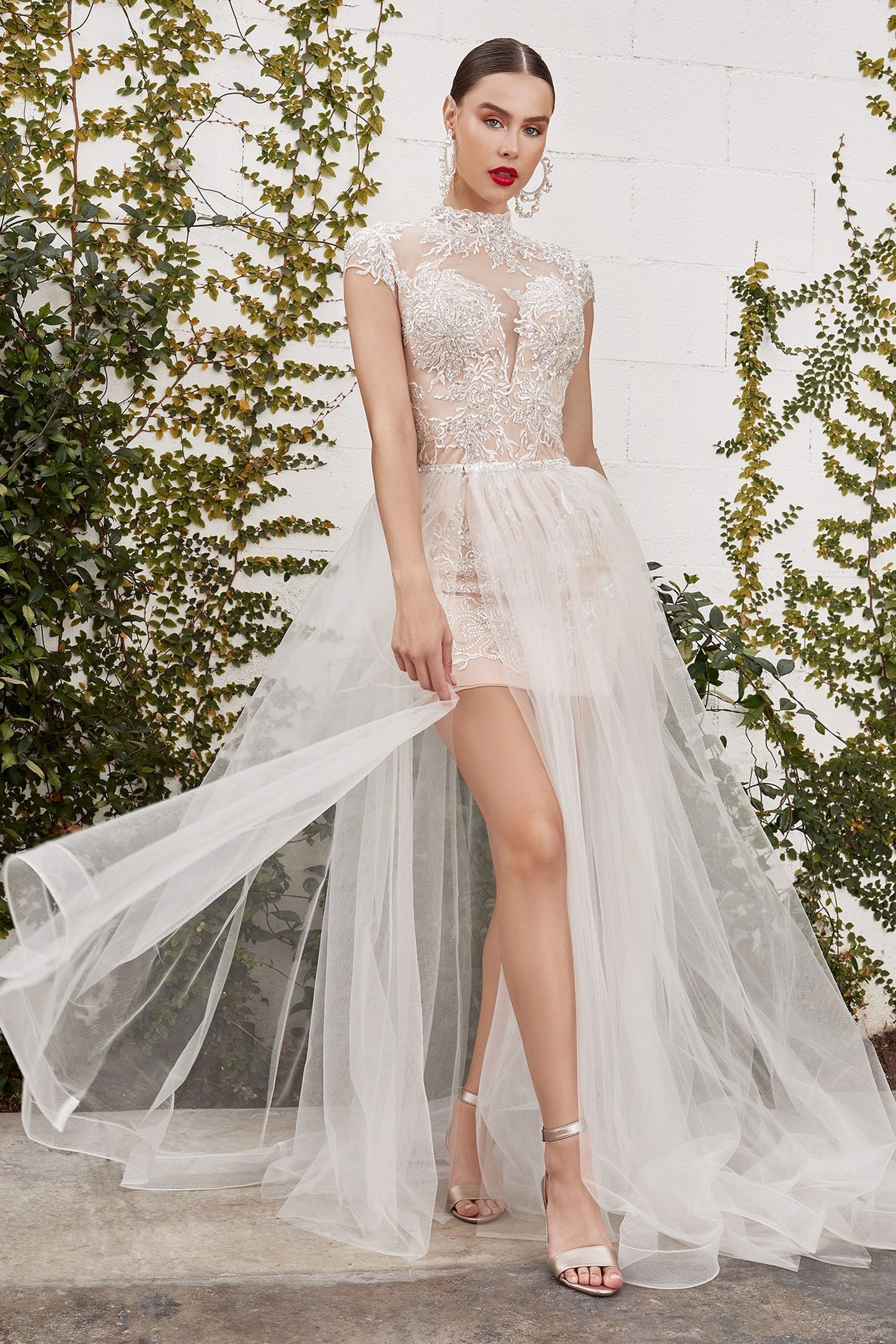 Evangeline Two-Way Lace Bridal Gown with Detachable Tulle Overskirt