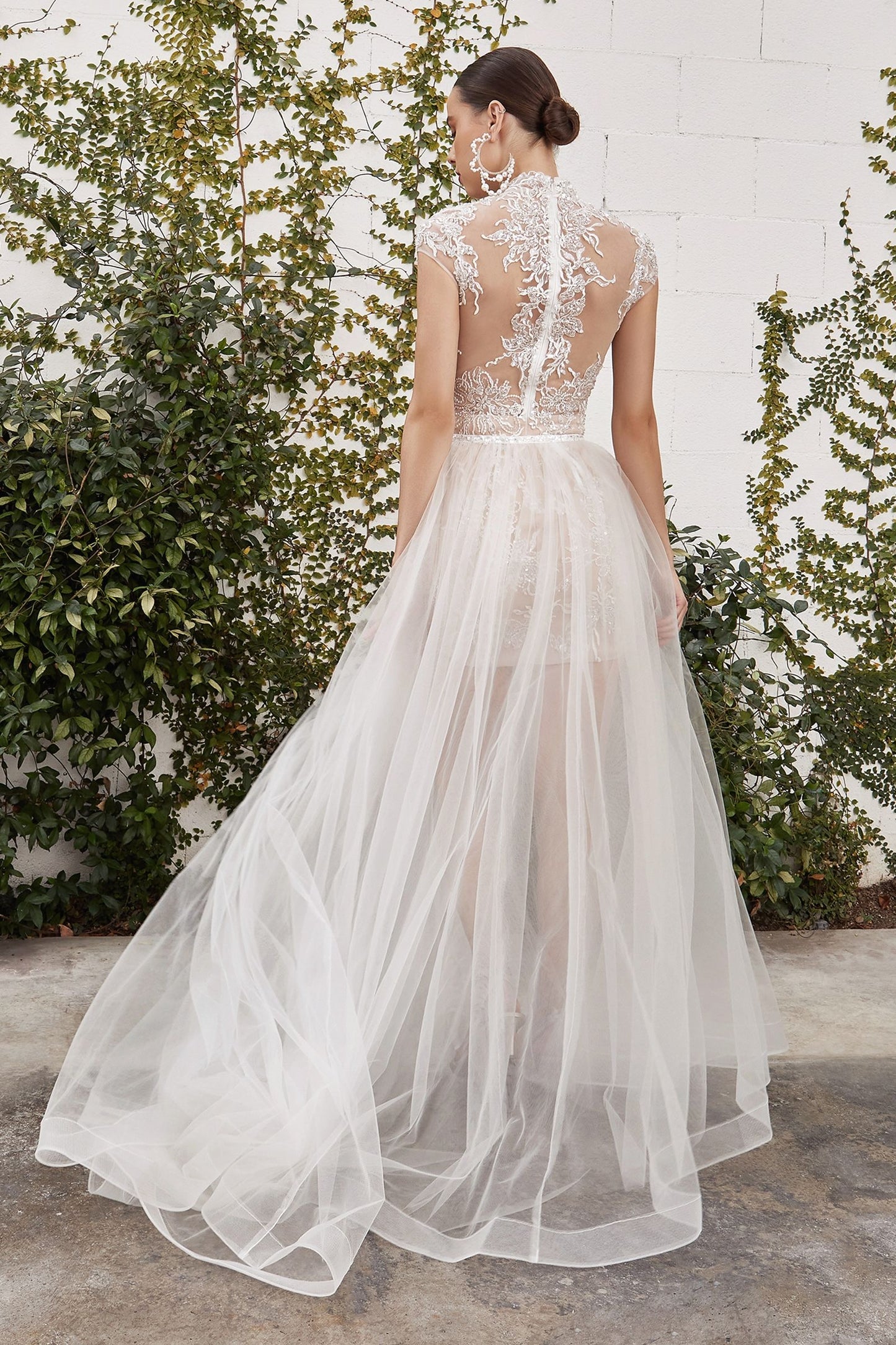 Evangeline Two-Way Lace Bridal Gown with Detachable Tulle Overskirt