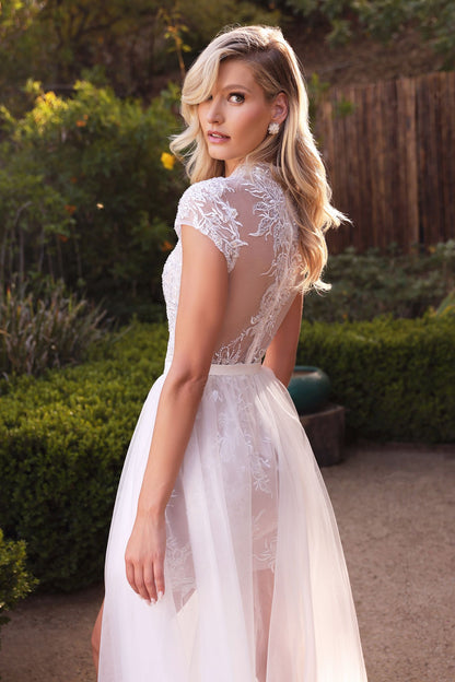 Evangeline Two-Way Lace Bridal Gown with Detachable Tulle Overskirt