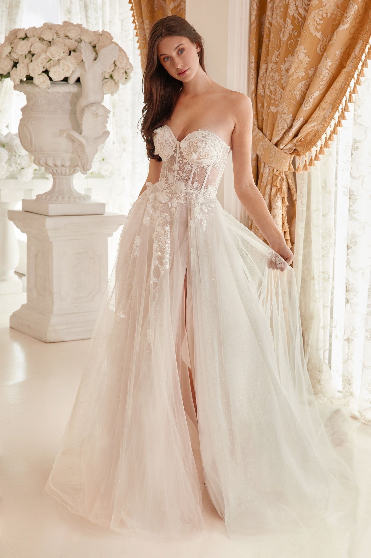 Strapless Lace Bridal Ball Gown
