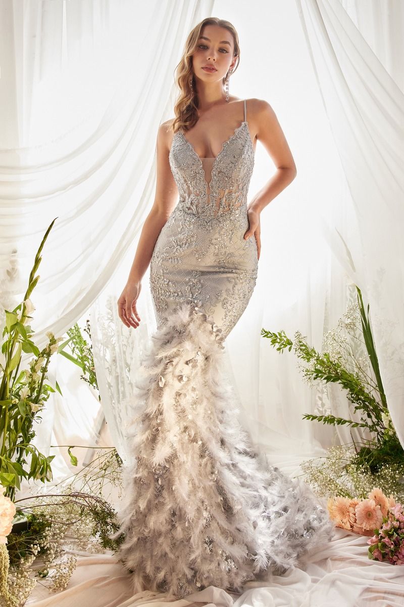 Feather Mermaid Gown