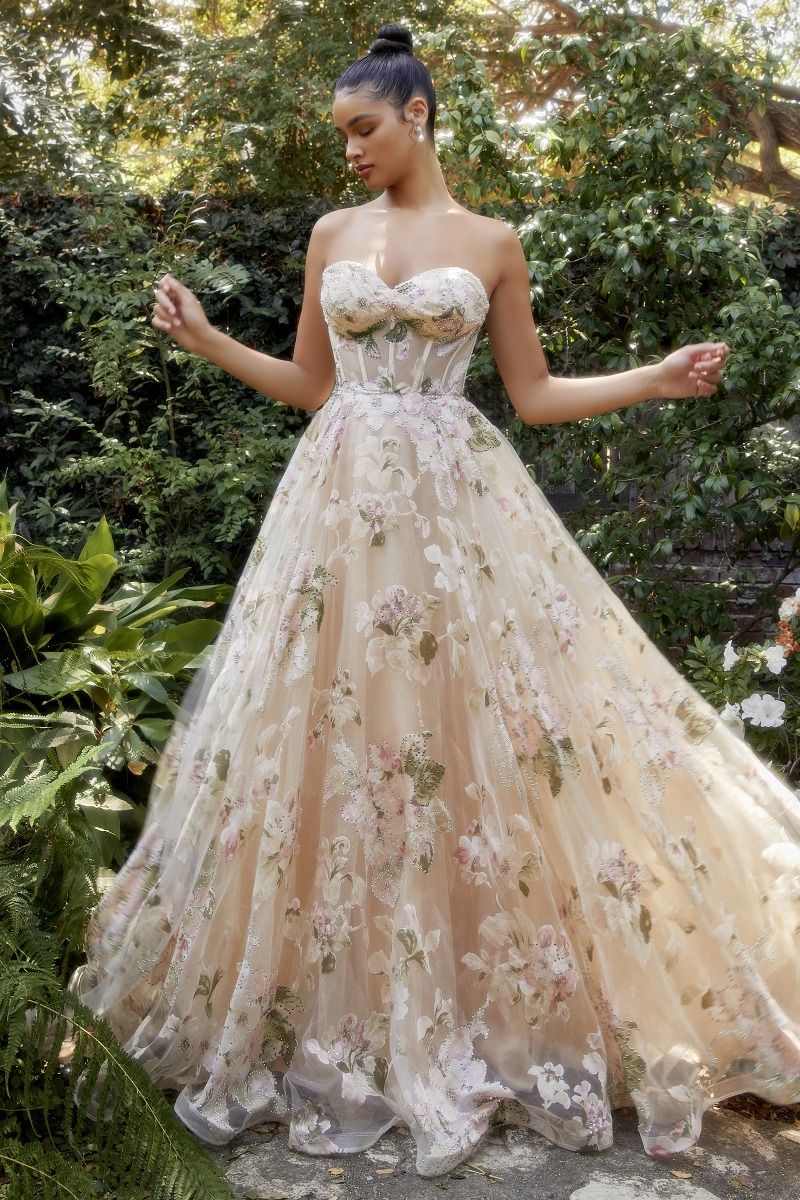 Magnolia Corset Printed Gown