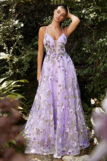 Lisianthus Printed Organza A-Line Gown