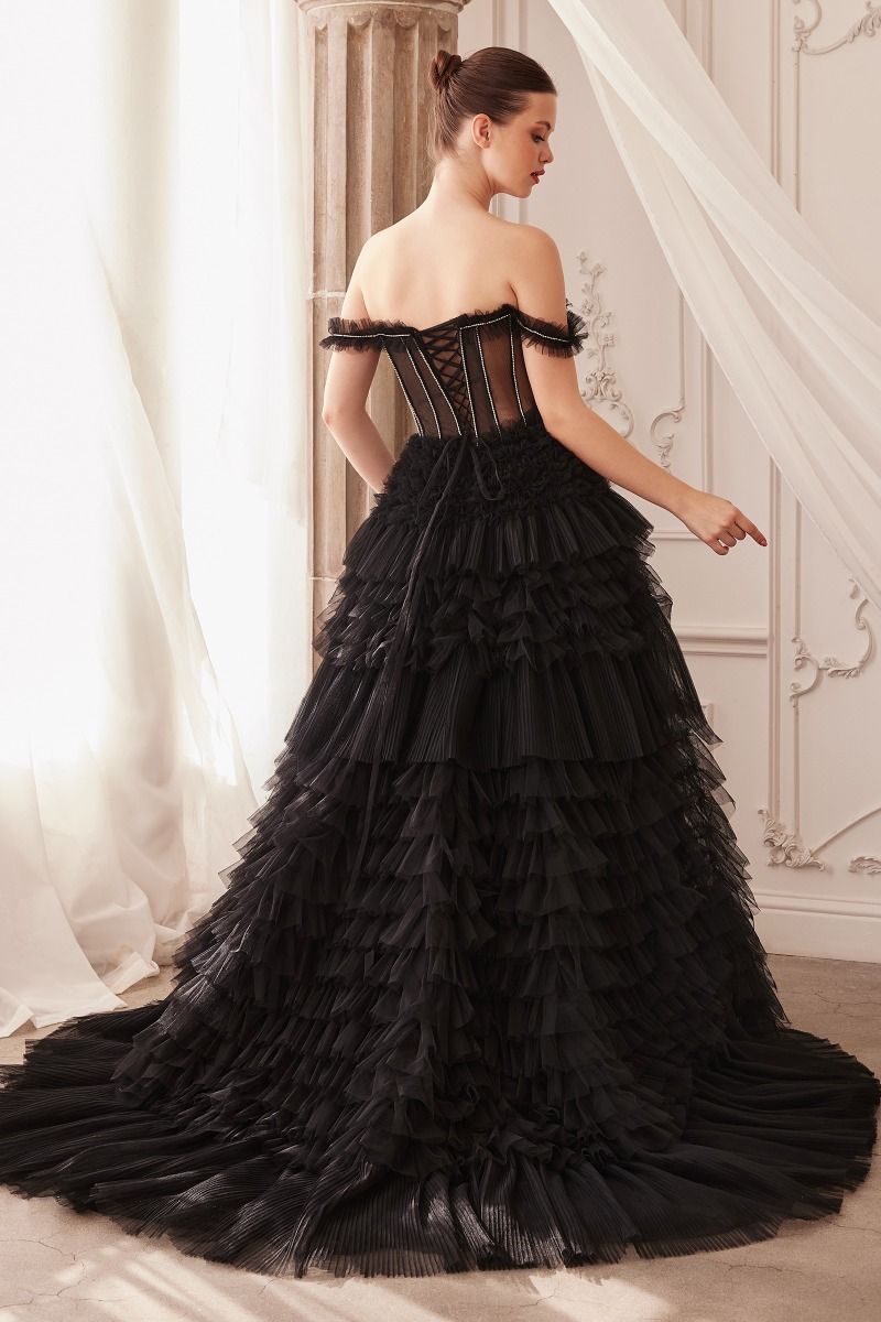 black corset ruffle dress Ava Presley Corset Ruffle Prom Dress 29232 Light Blue / 10