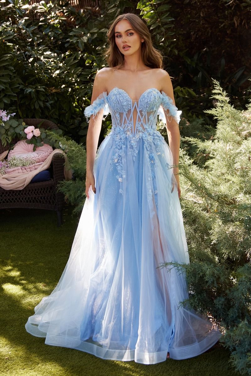 Off The Shoulder A-Line Gown 2 / Paris Blue Off The Shoulder A-Line Gown 2 / Paris Blue