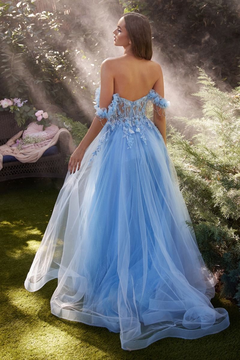 Off The Shoulder A-Line Gown 2 / Paris Blue Off The Shoulder A-Line Gown 2 / Paris Blue
