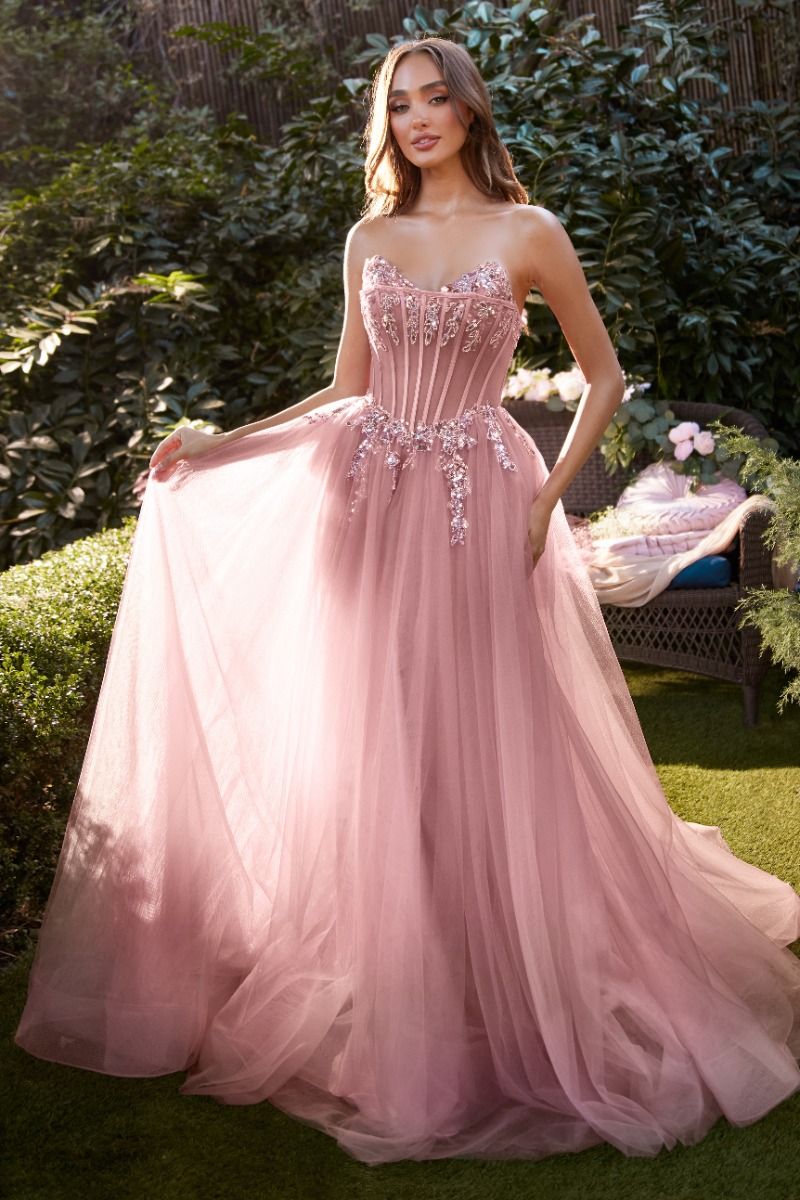 Strapless A-Line Corset Gown