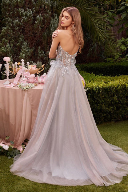 Strapless A-Line Layered Tulle Gown