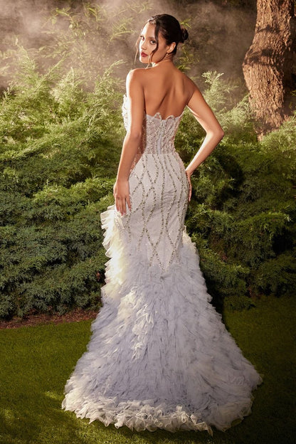 Strapless Silver Mermaid Gown