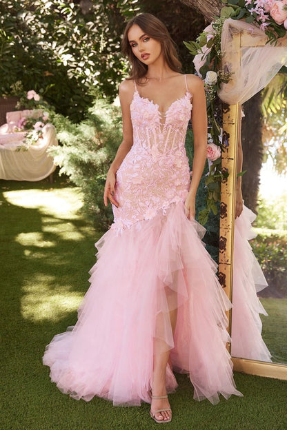 Lace & Tulle Pink Mermaid Dress
