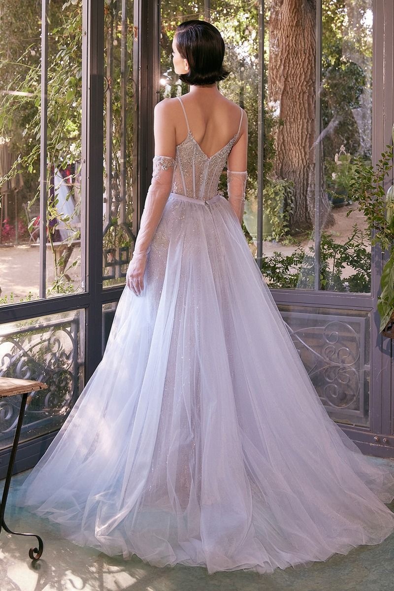 Beaded Light Blue Gown & Removable Tulle Overskirt Tux-USA Beaded Light Blue Gown & Removable Tulle Overskirt Tux-USA