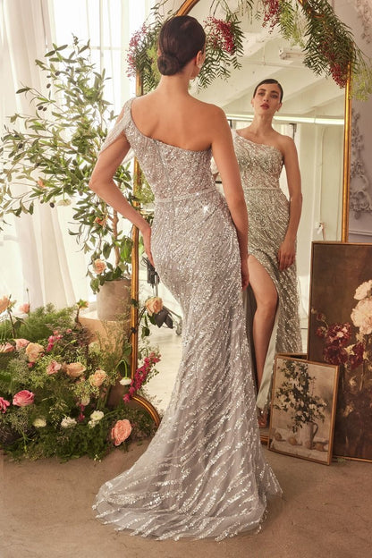 Glimmering Beaded Sheath Gown