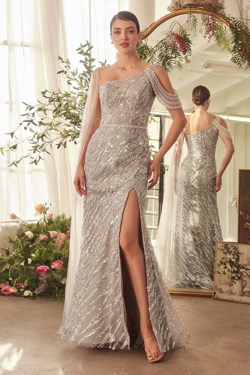 Glimmering Beaded Sheath Gown