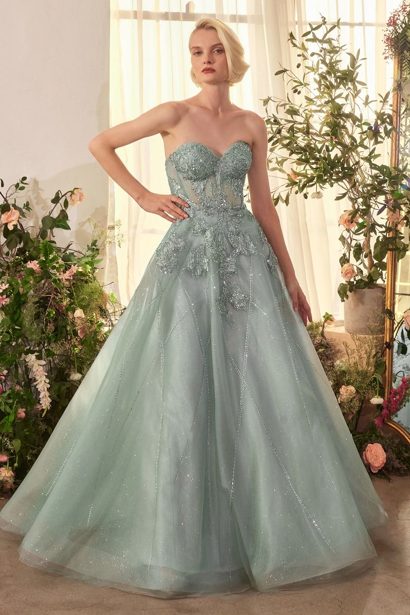 Strapless Embellished Tulle Ball Gown