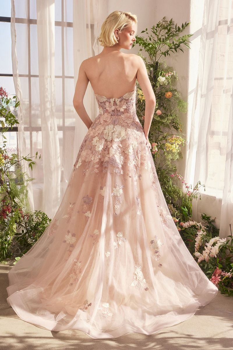 Spring Floral Applique A-Line Gown Spring Floral Applique A-Line Gown