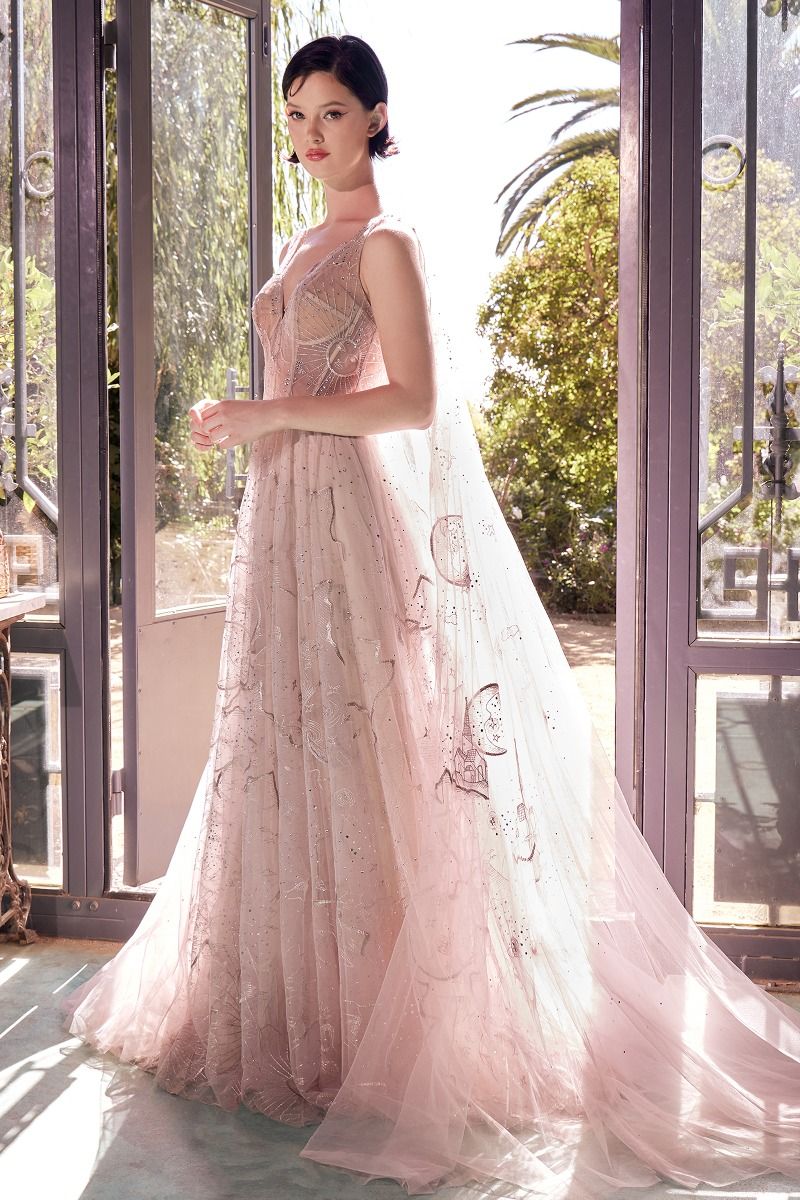 pink dress with stars MYLEE Formal Dress