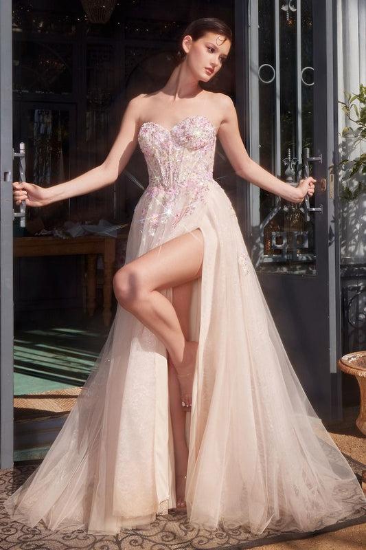 Summer Garden Applique A-Line Gown