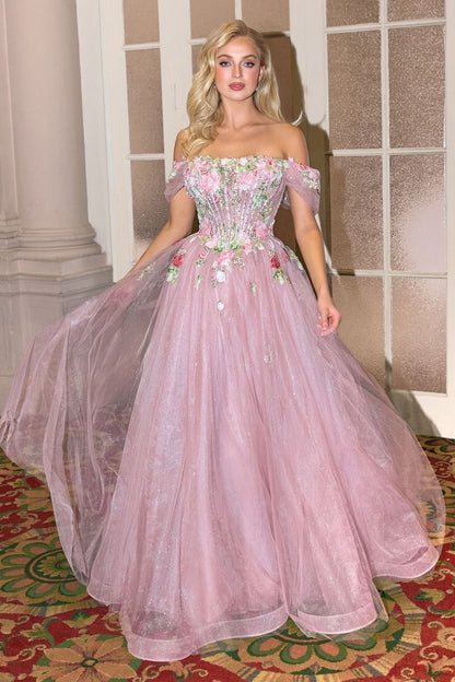 Strapless Off The Shoulder Ball Gown