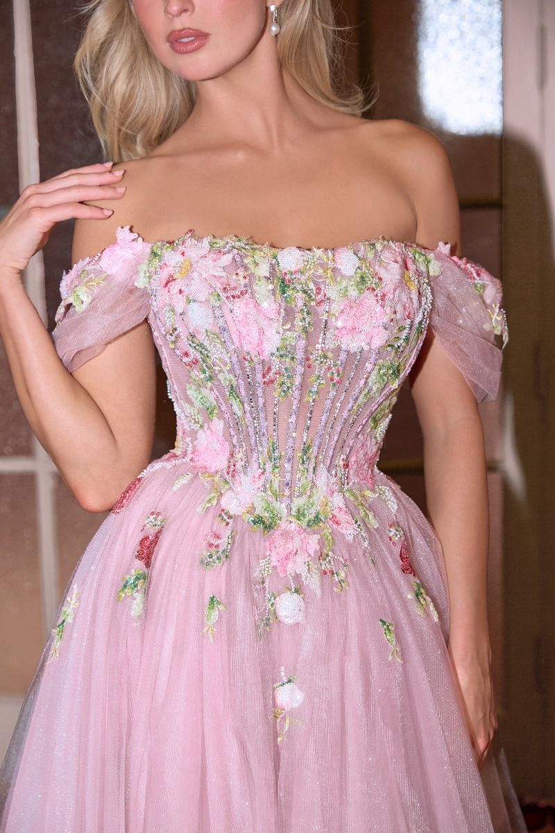Strapless Off The Shoulder Ball Gown