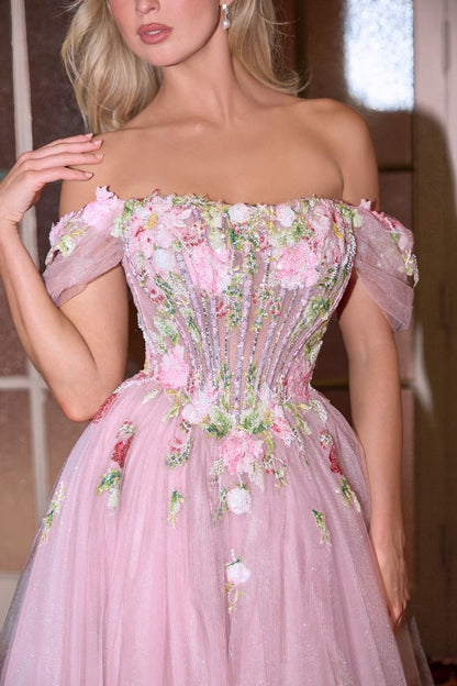 Strapless Off The Shoulder Ball Gown
