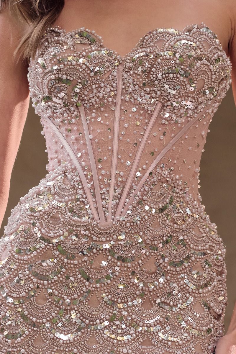 Sequin Strapless Fitted Dress