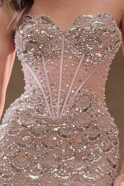 Sequin Strapless Fitted Dress