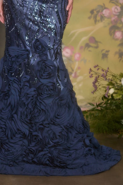 Embellished Satin Fitted Gown