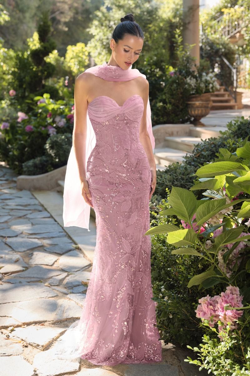 Strapless Sequin Embellished Fitted Dress