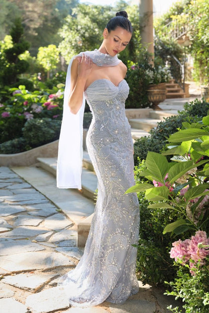 Strapless Sequin Embellished Fitted Dress