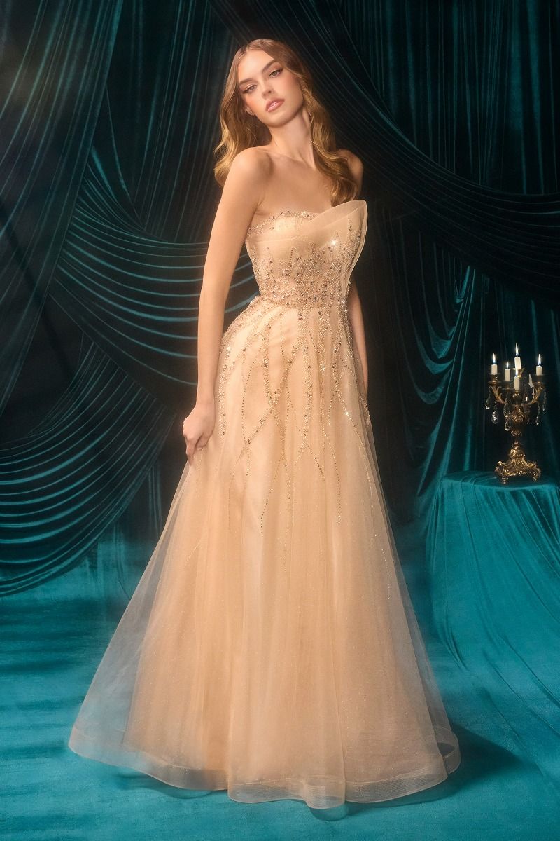 Strapless Ombre Beaded Dress