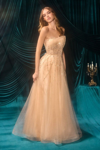 Strapless Ombre Beaded Dress