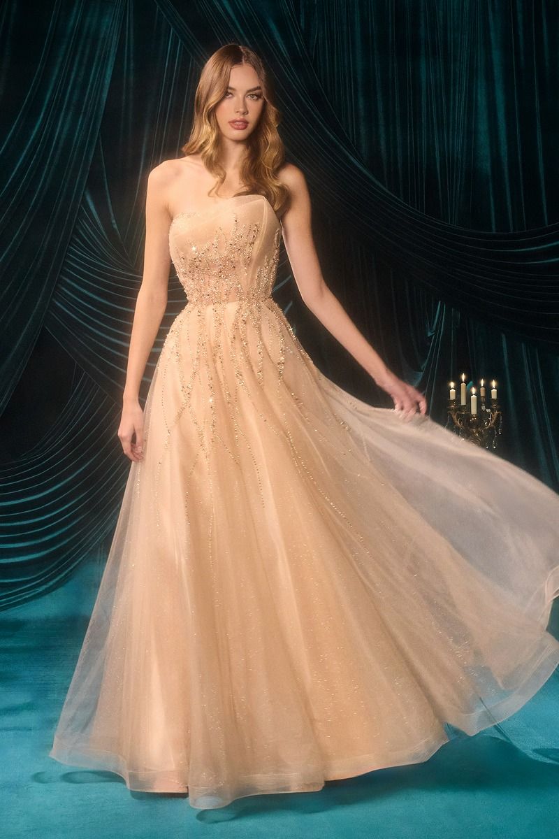 Strapless Ombre Beaded Dress
